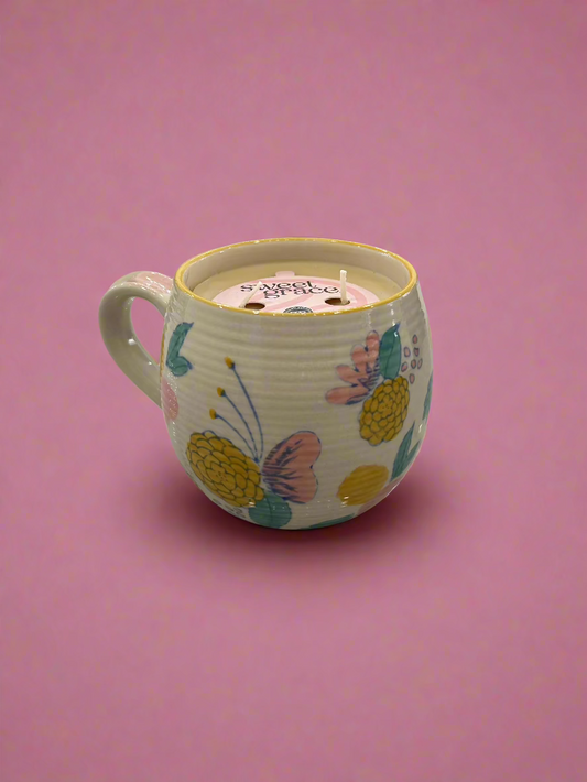 Sweet Grace Floral Butterfly Mug Candle