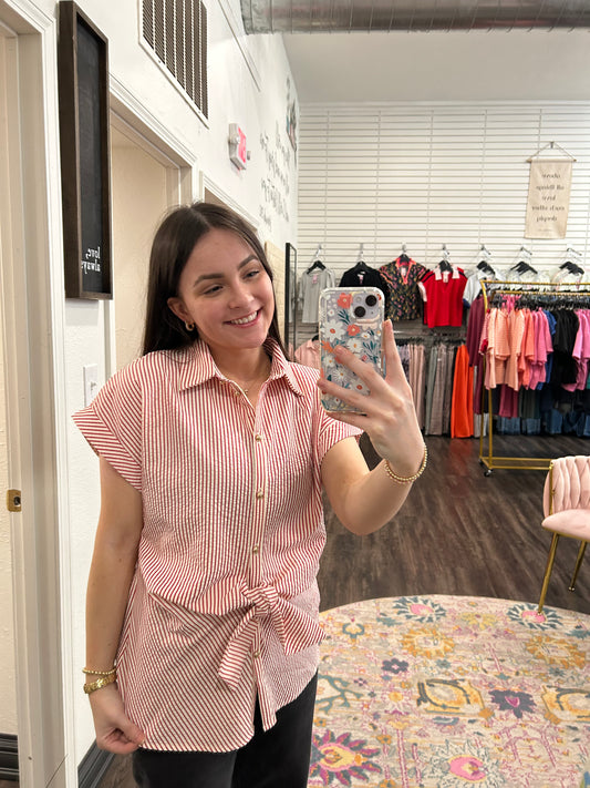 American Tie Front Blouse