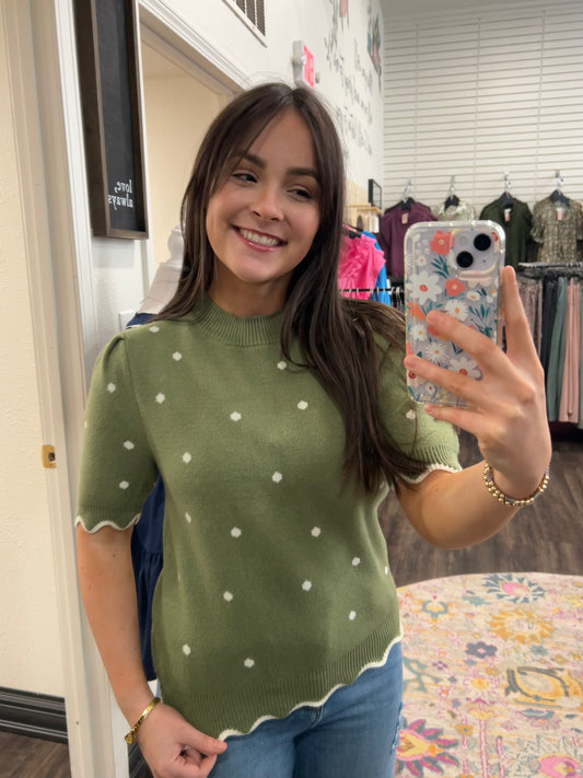 Olive Meadow Knit Sweater