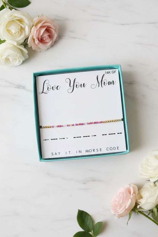 Love You Mom Beaded Dot & Dash Bracelet