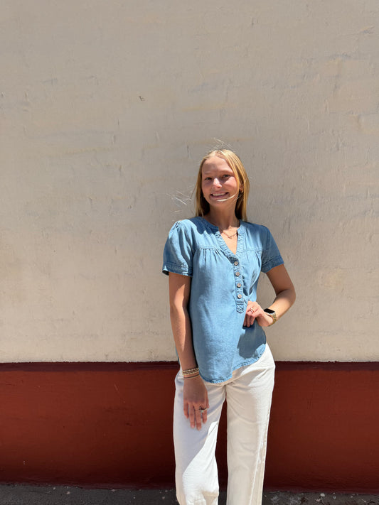 Chambray Button Blouse