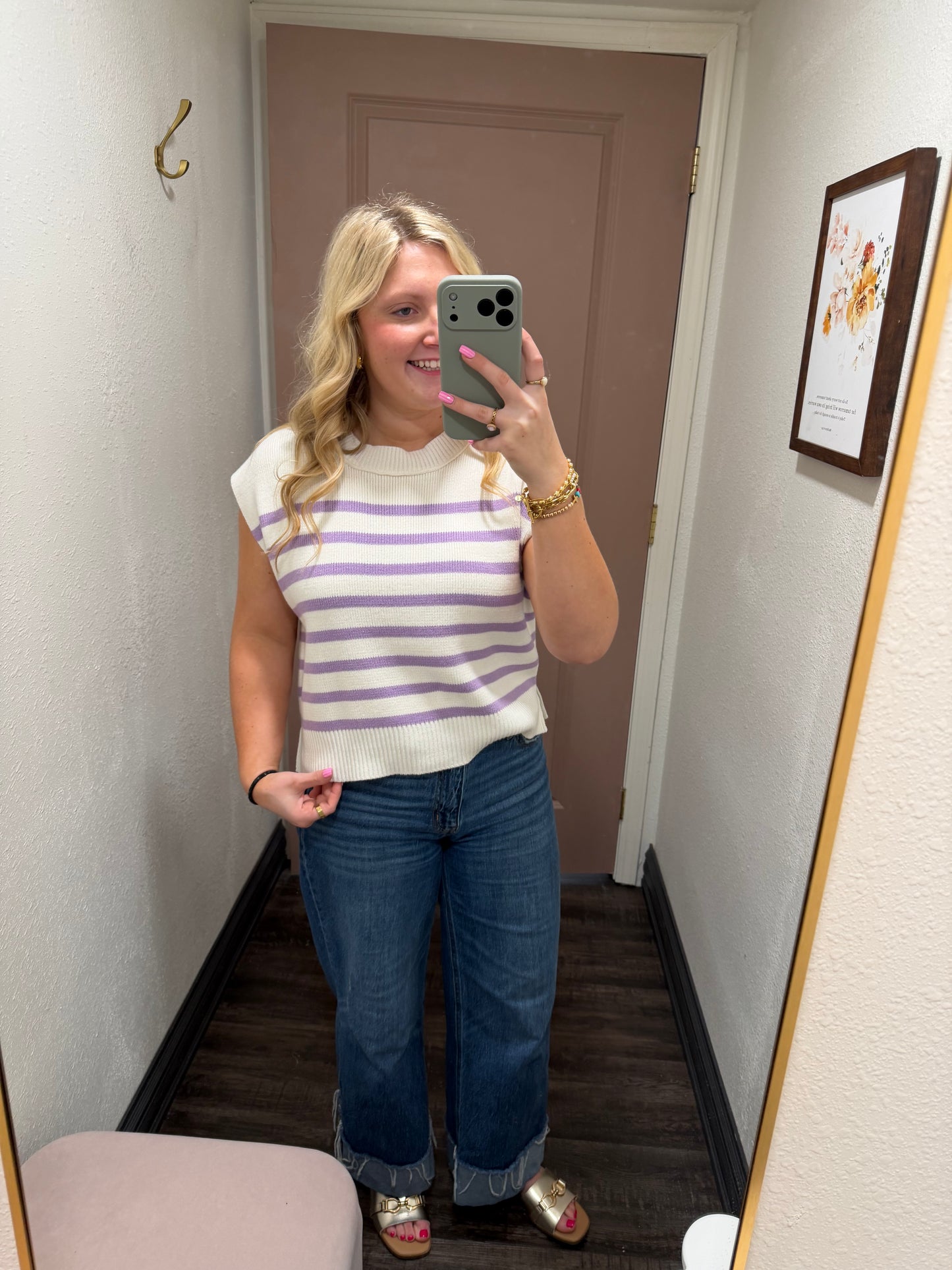 Lavender Stripe Crew Neck