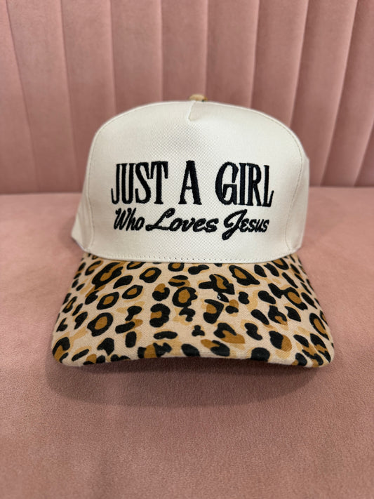 Just A Girl Who Loves Jesus Cheetah Hat