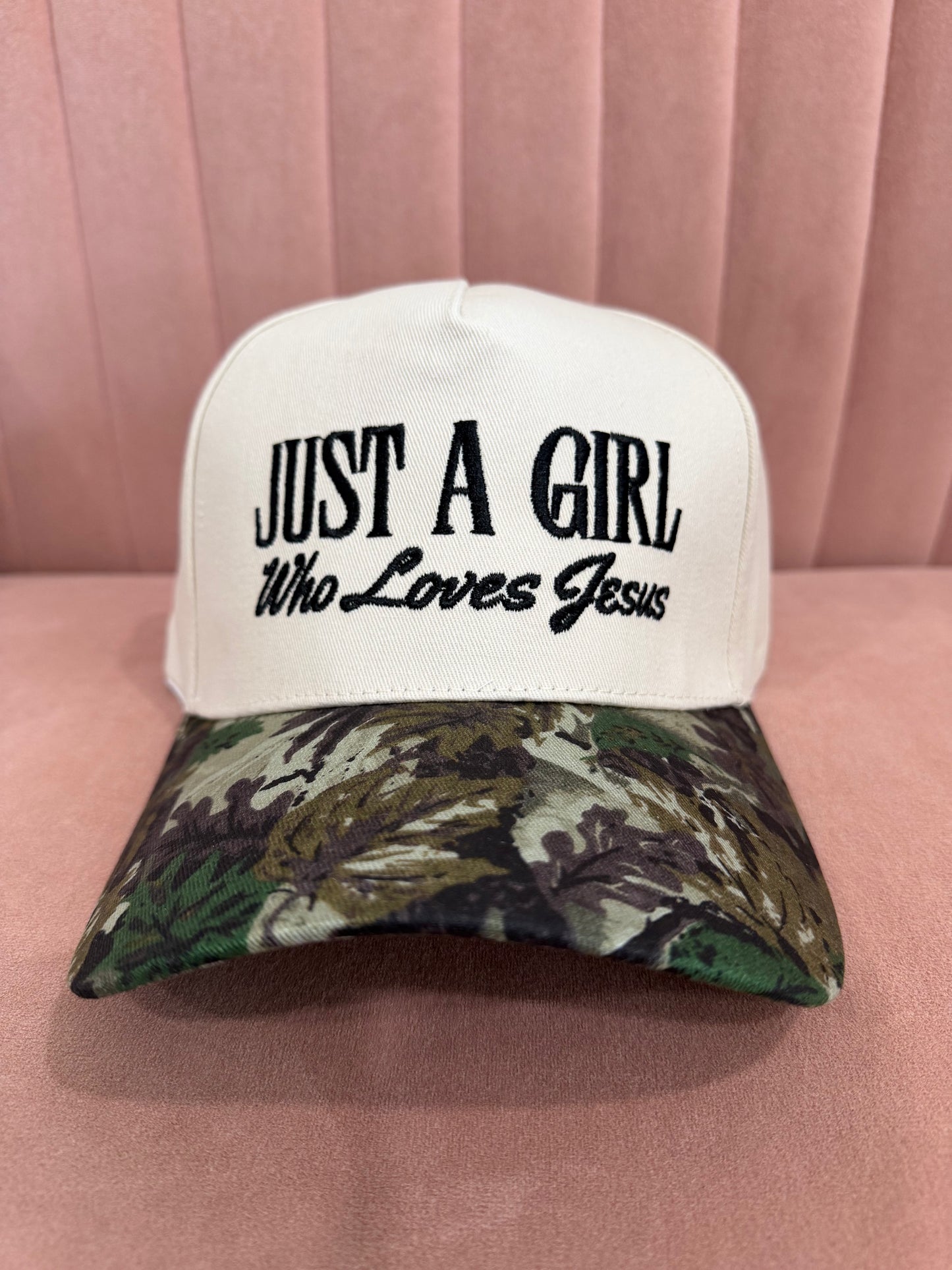 Just A Girl Who Loves Jesus Hat Camo