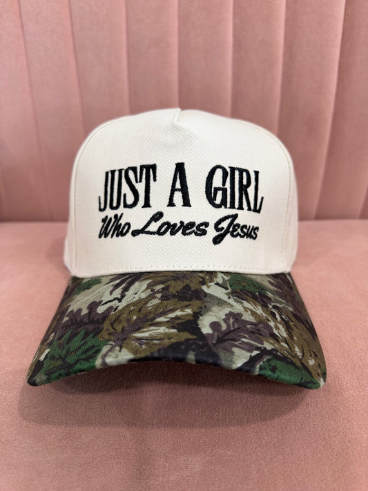 Just A Girl Who Loves Jesus Hat Camo