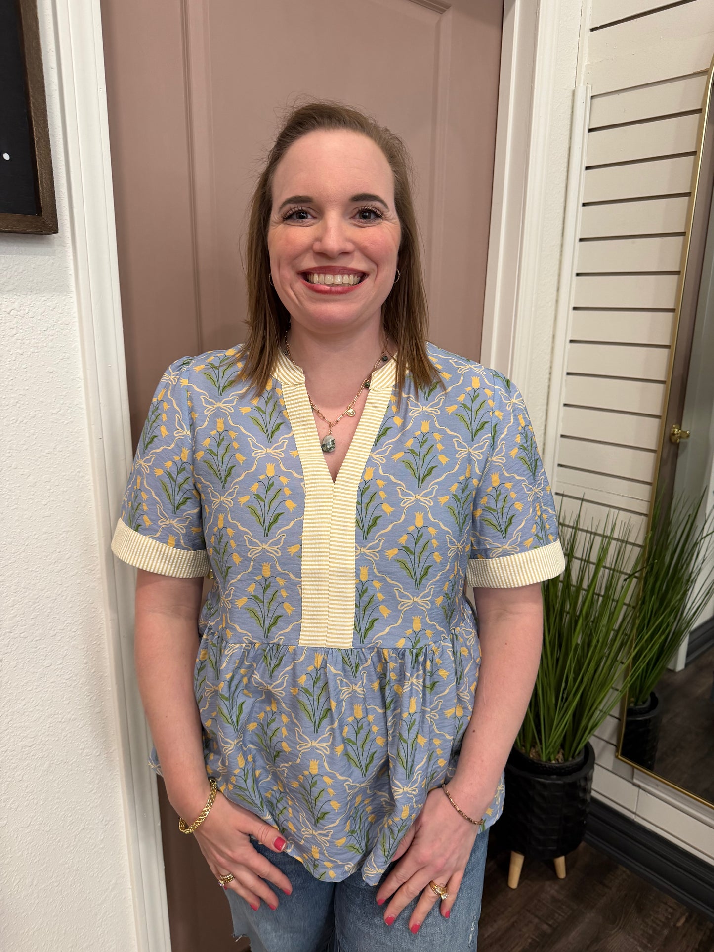 Stillness & Grace Dusty Blue Blouse