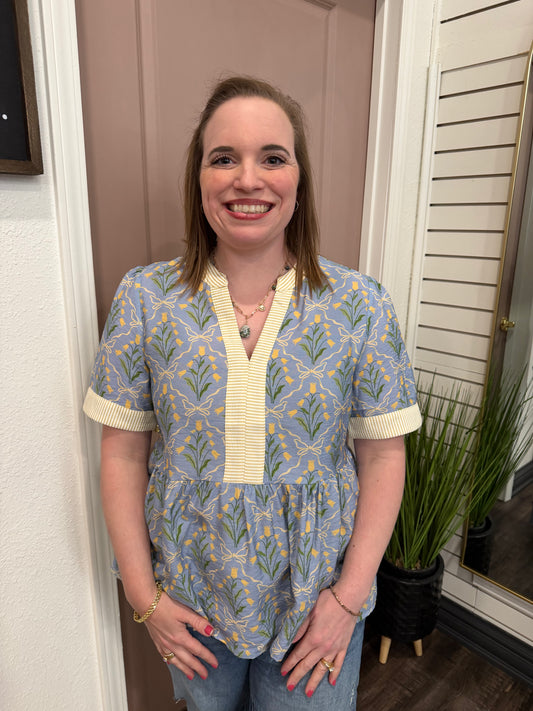 Stillness & Grace Dusty Blue Blouse