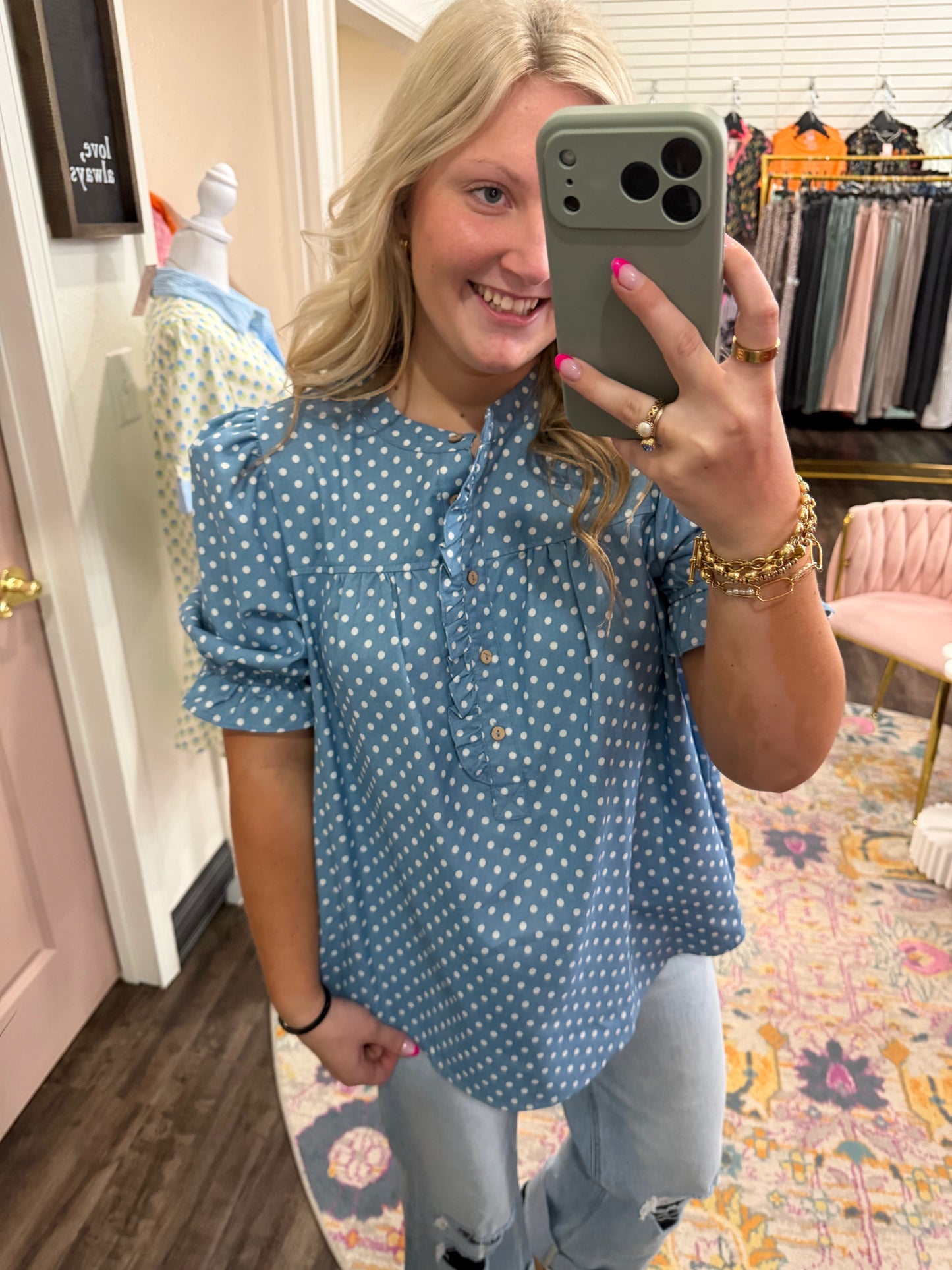 Heavenly Charm Polka Dot Blouse