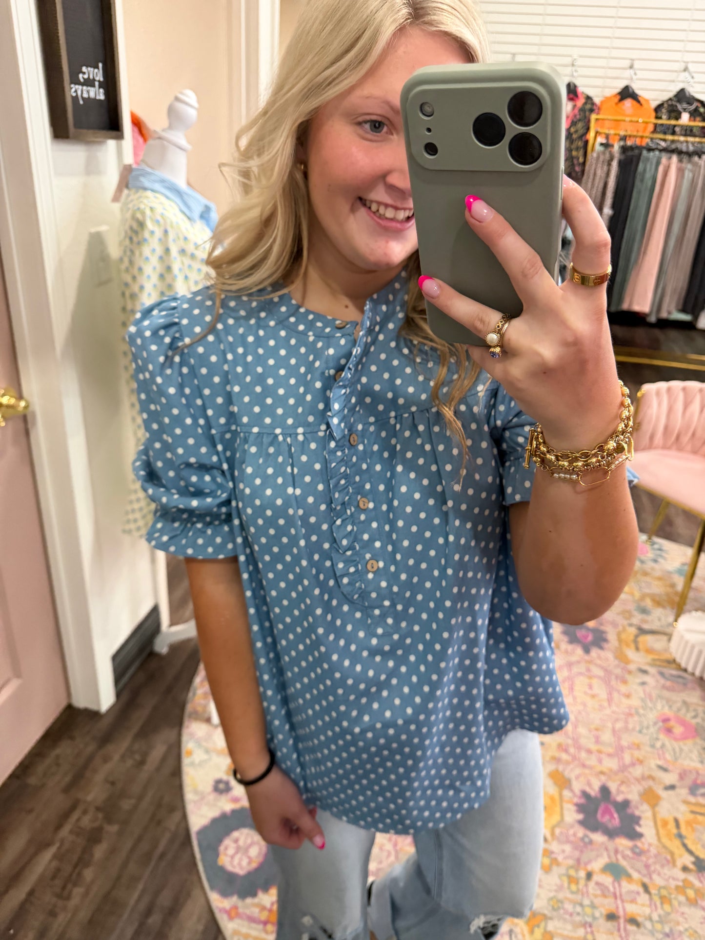Heavenly Charm Polka Dot Blouse