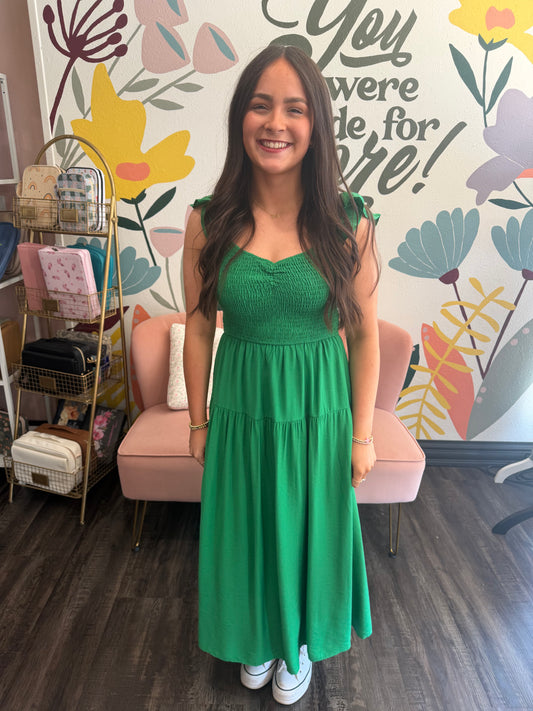 Emerald Garden Midi Dress (117)