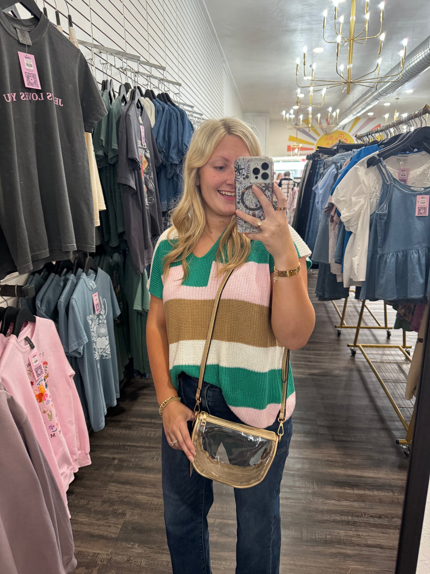 Peyton Gold Clear Crossbody