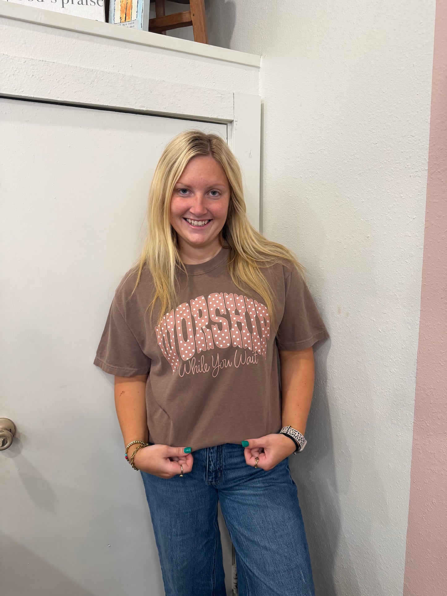 Worship Brown Polka Dot Tshirt (117)