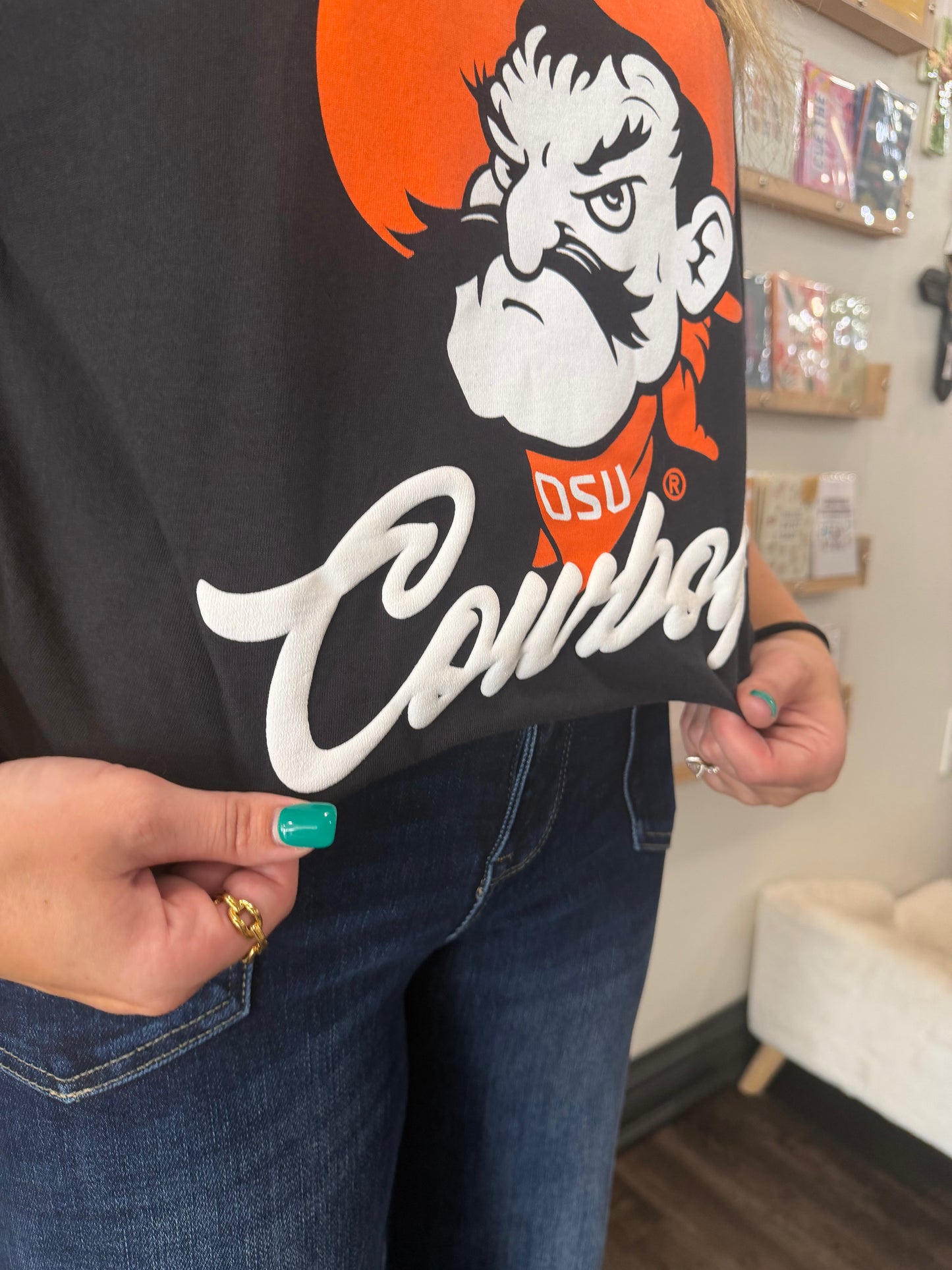 OK State Pistol Pete Puff Print Tshirt