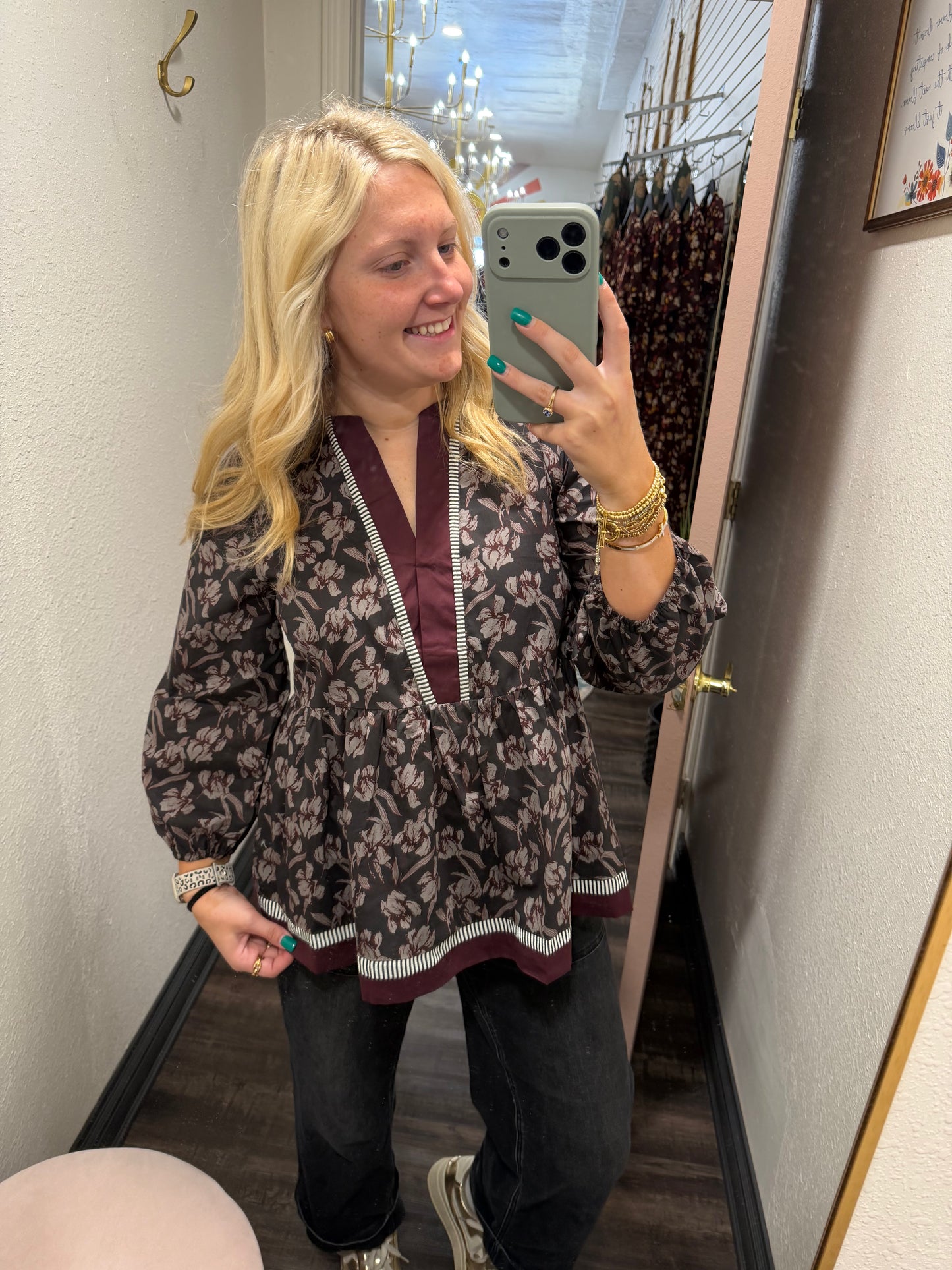 Crisp Mornings Charcoal Blouse