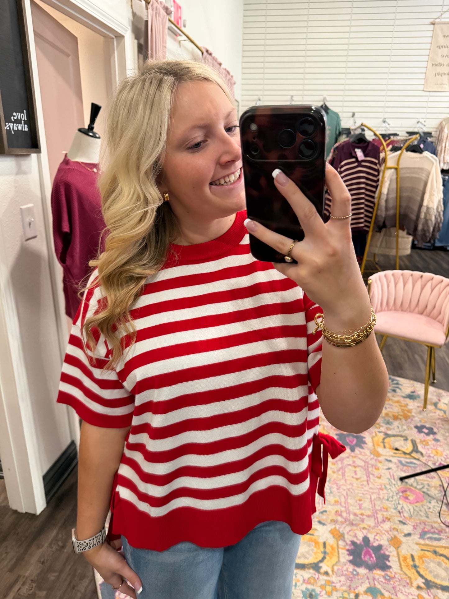 Red And White Bow Top