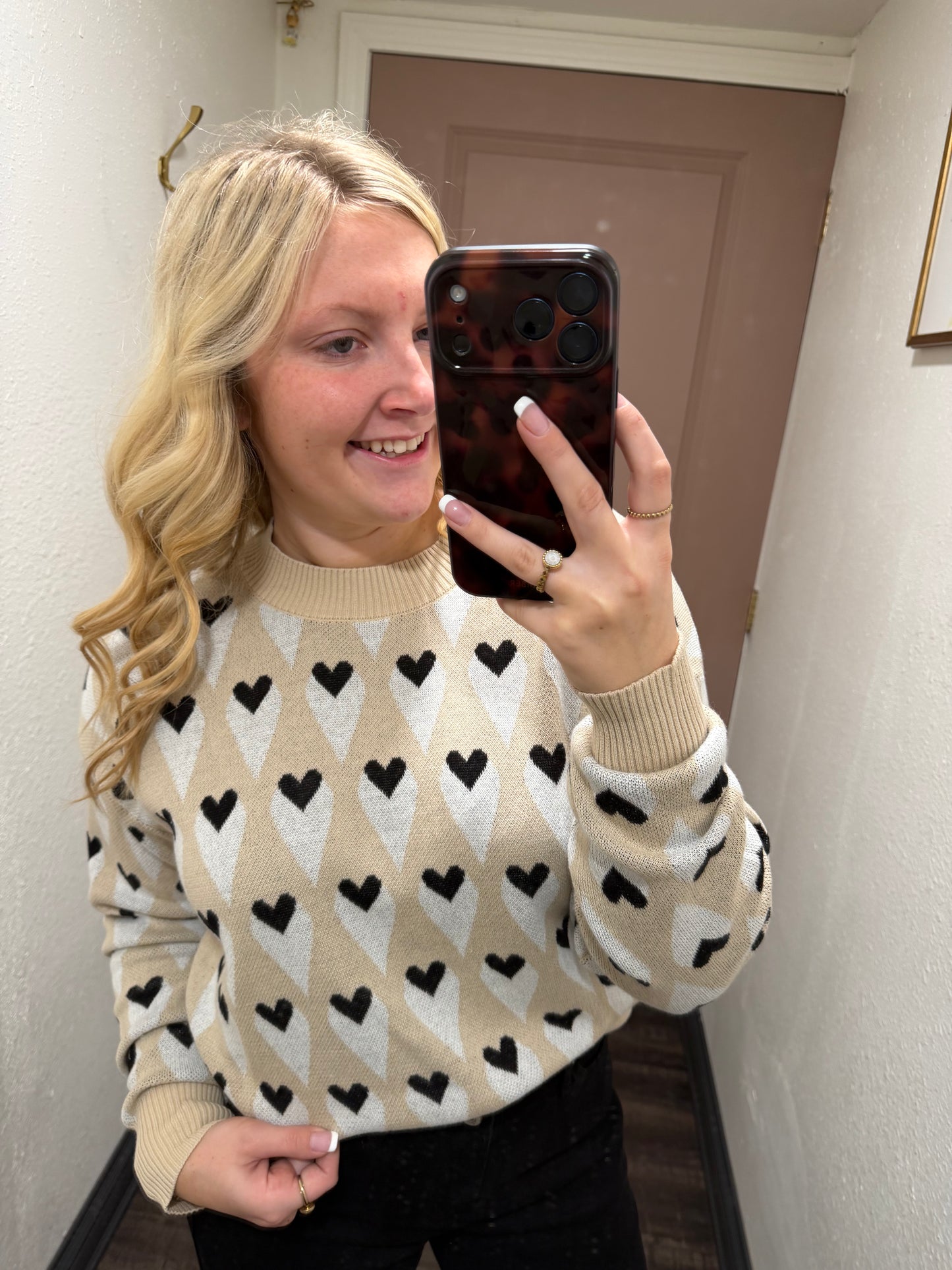 Taupe Heart Sweater (117)