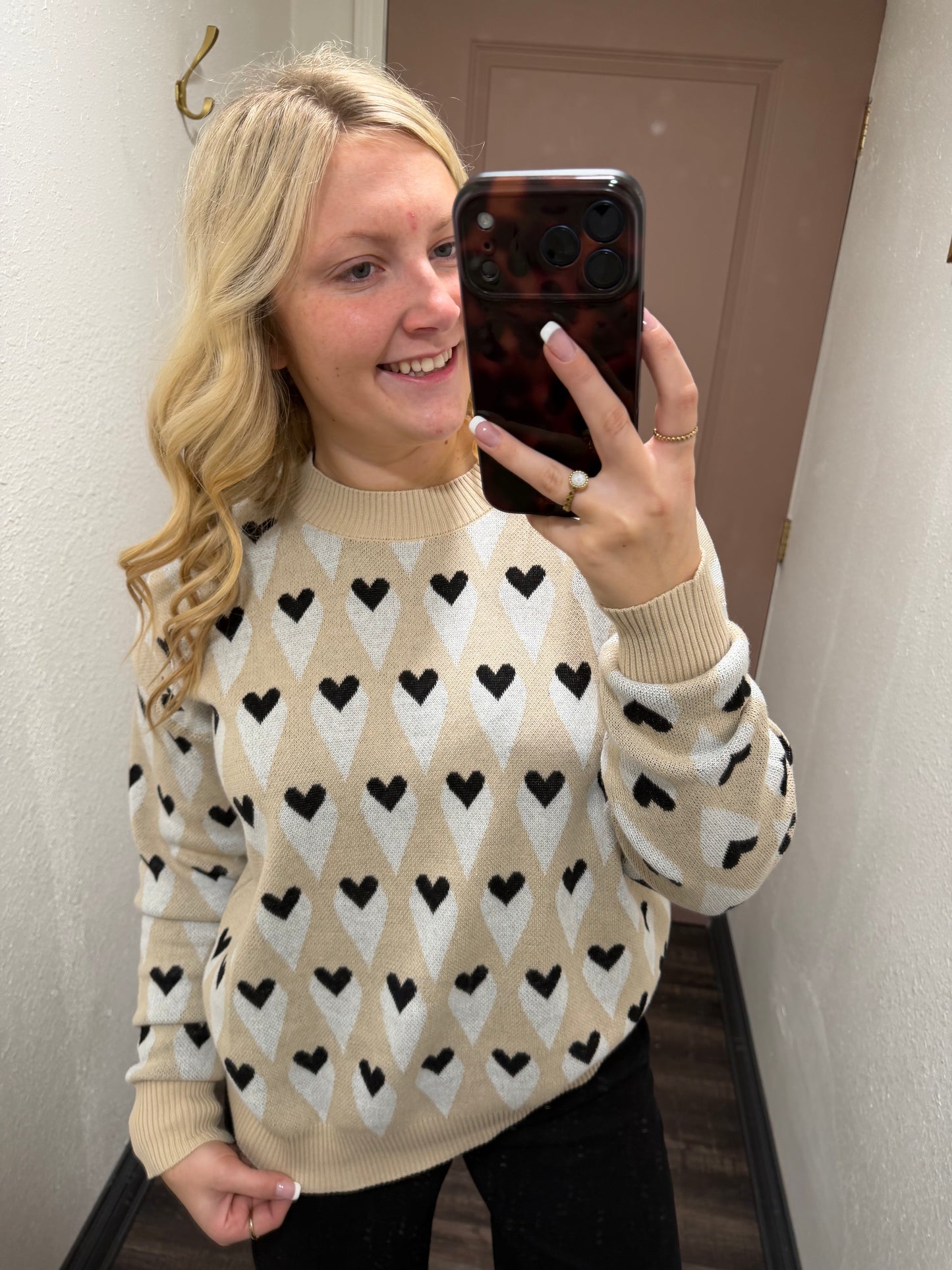 Taupe Heart Sweater (117)