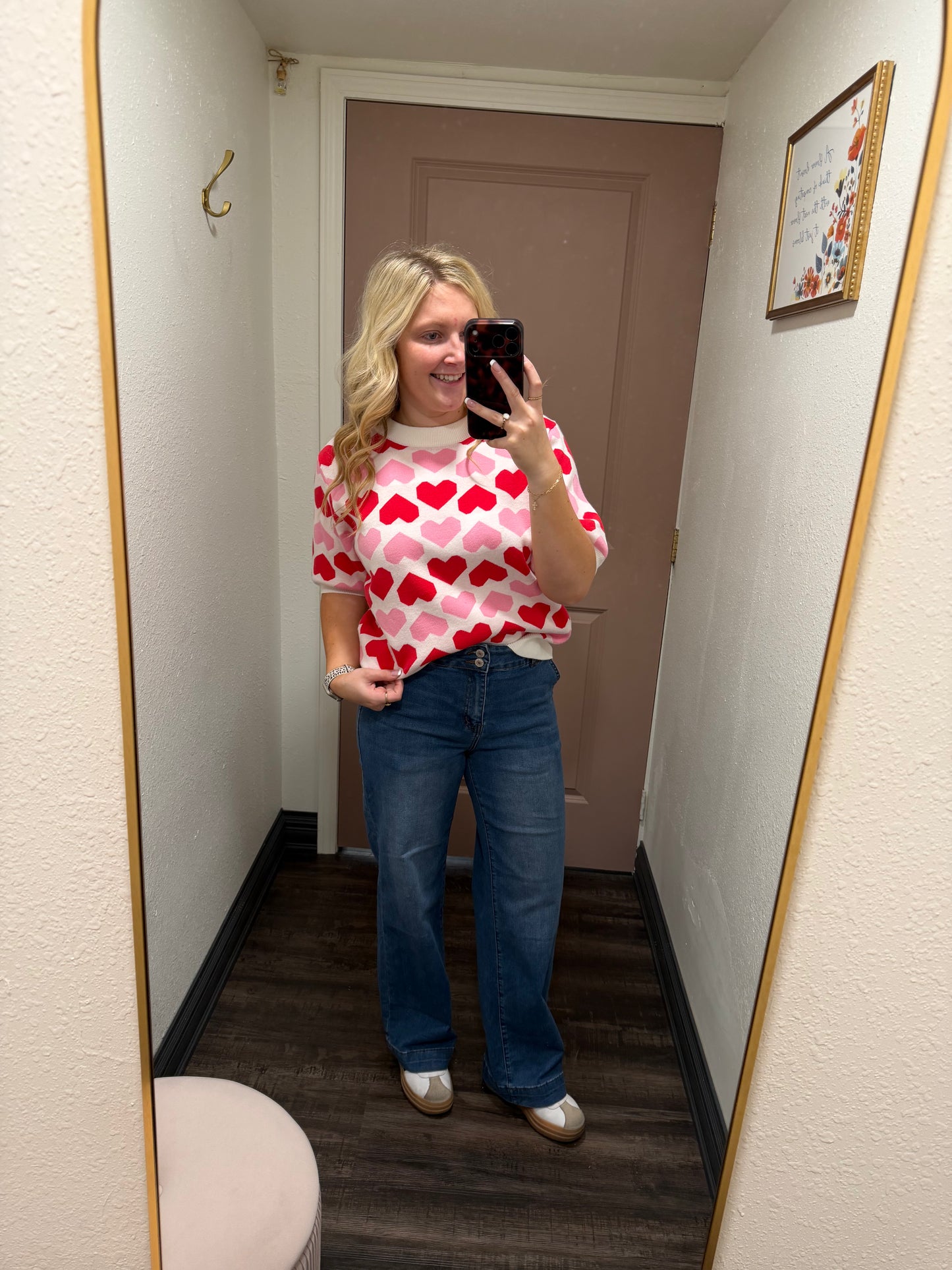 Pink Two Tone Heart Sweater (117)