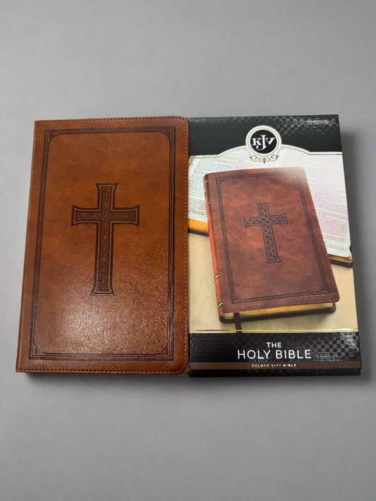 KJV Bible Deluxe Tan Cross