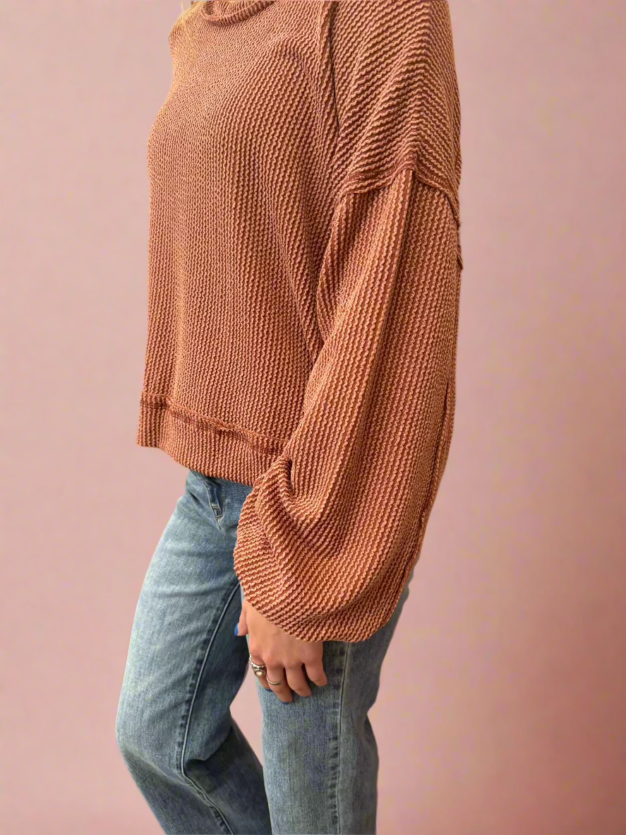 Otto Ribbed Soft Knit Top Cedar Wood