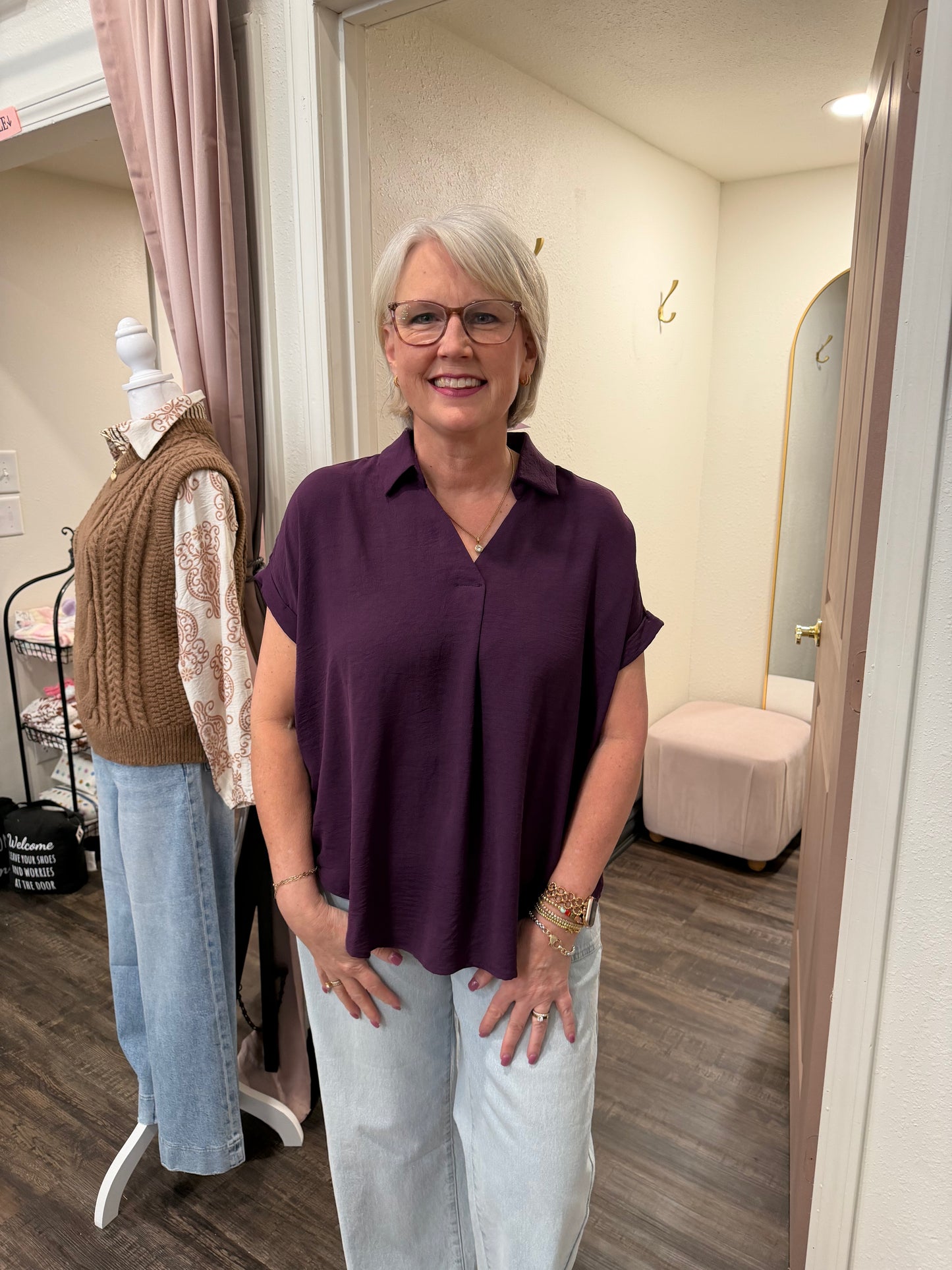Purple Plum Collard Top