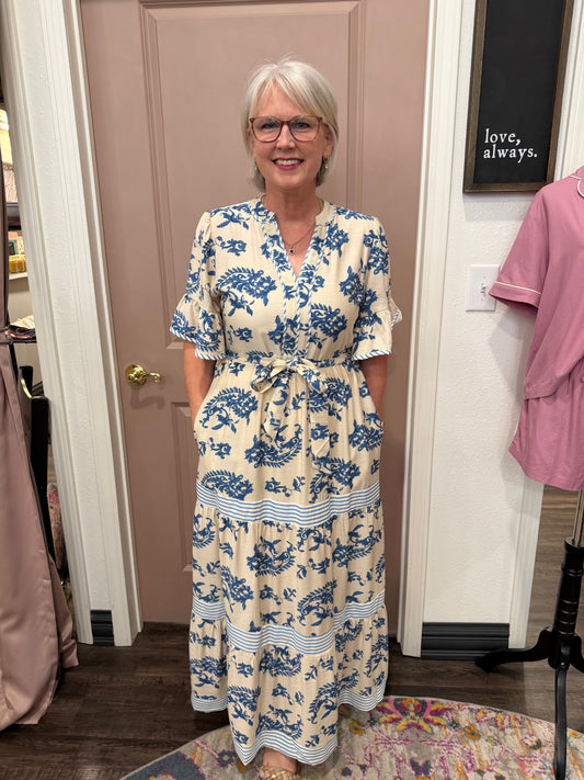 Green/Blue Floral Maxi Dress