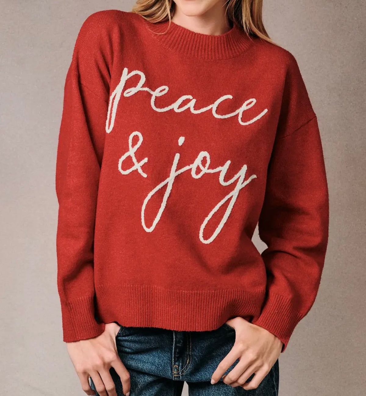 Peace & Joy Mock Neck