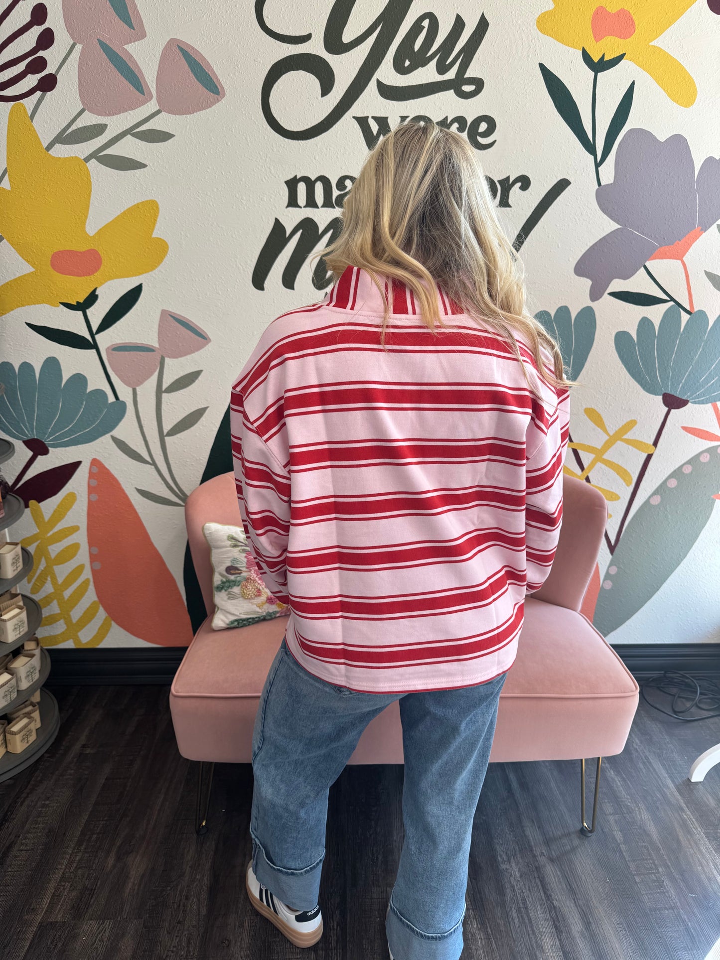 Pink & Red Stripe Top