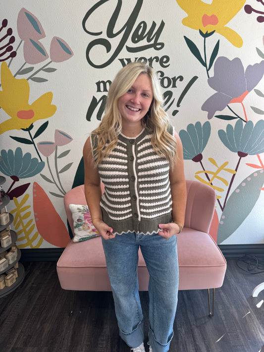 Olive And Cream Sweater