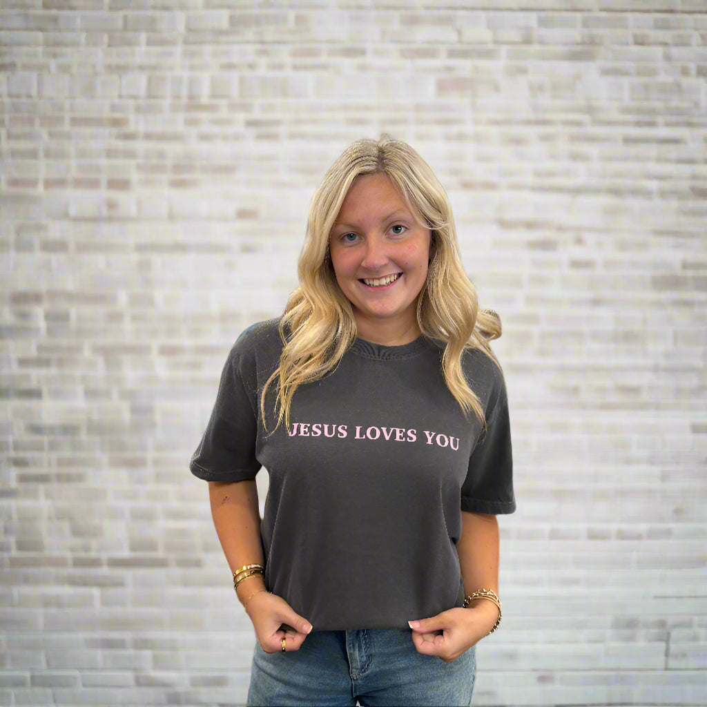 Jesus Loves You Grey Tee (117)