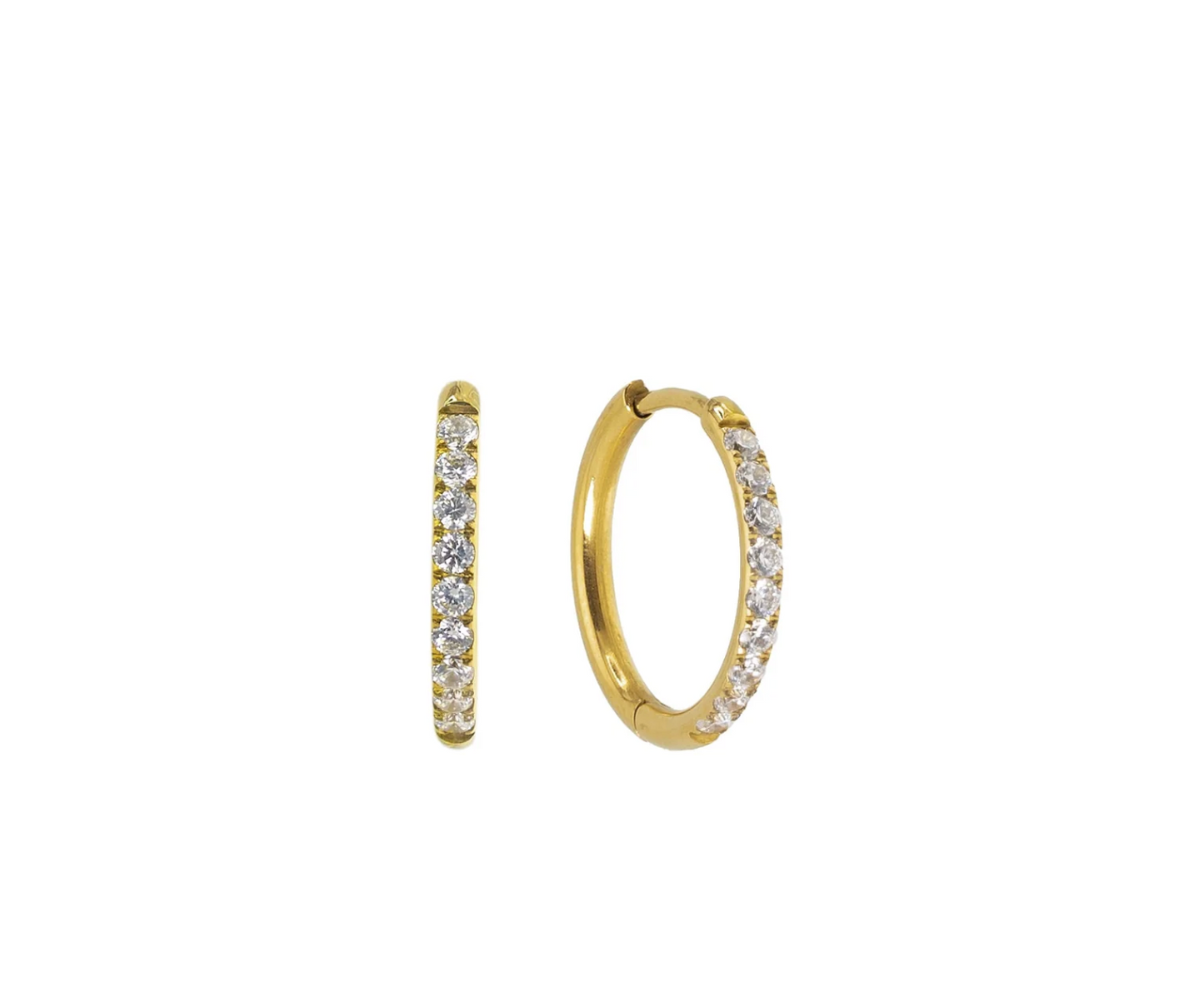 Diamond Hoops Gold 18mm