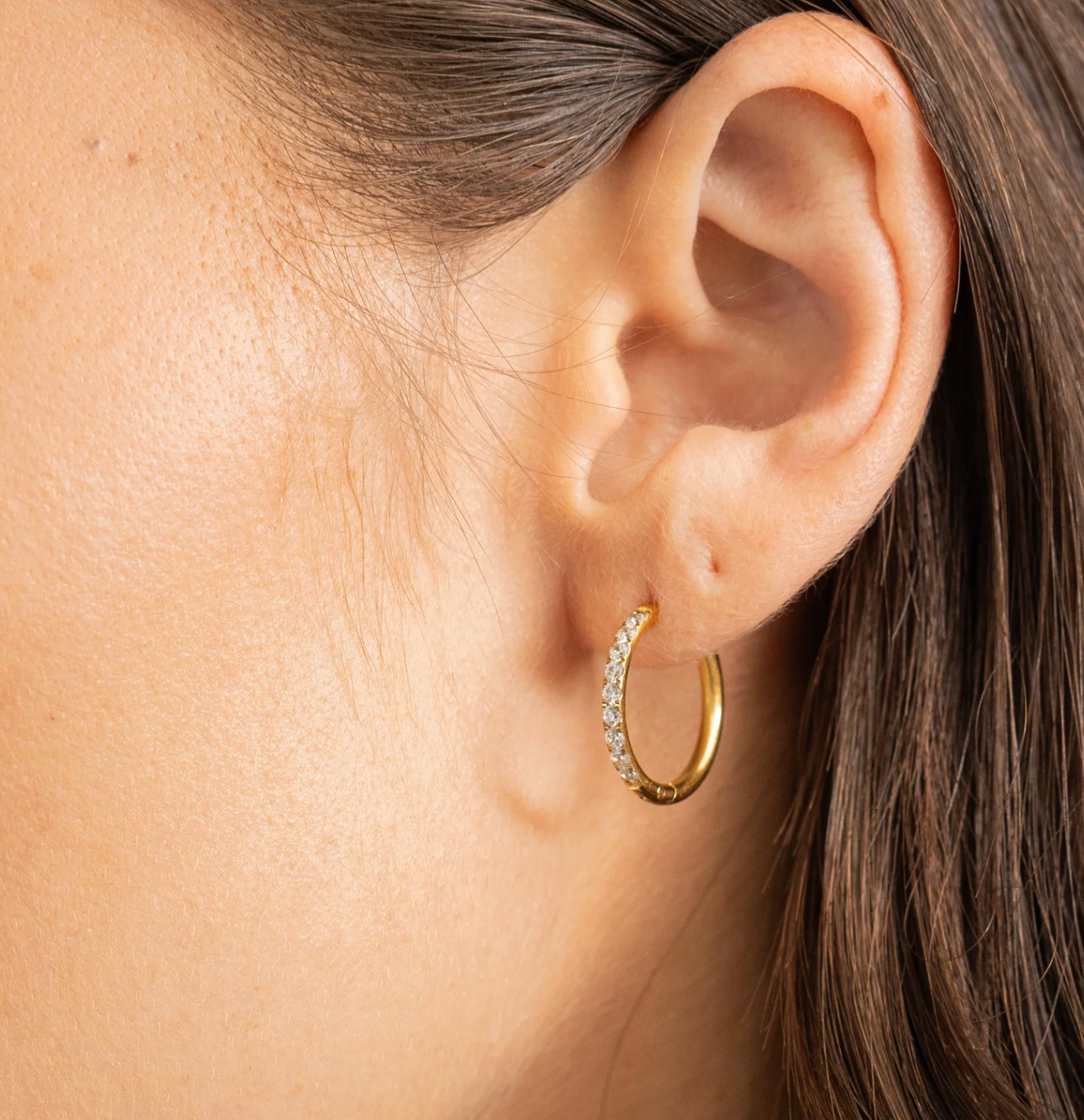 Diamond Hoops Gold 18mm