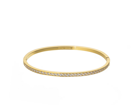 Gold lined diamond bangle bracelet