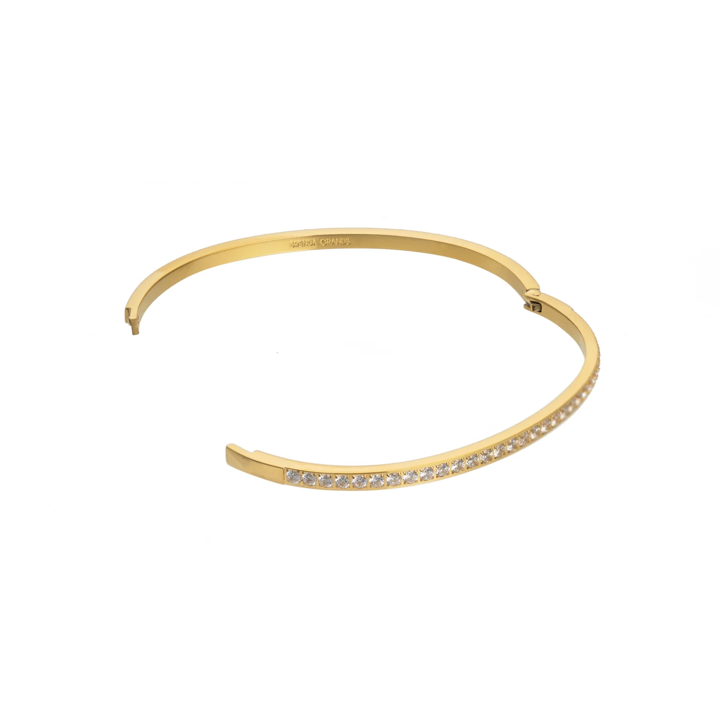 Gold lined diamond bangle bracelet
