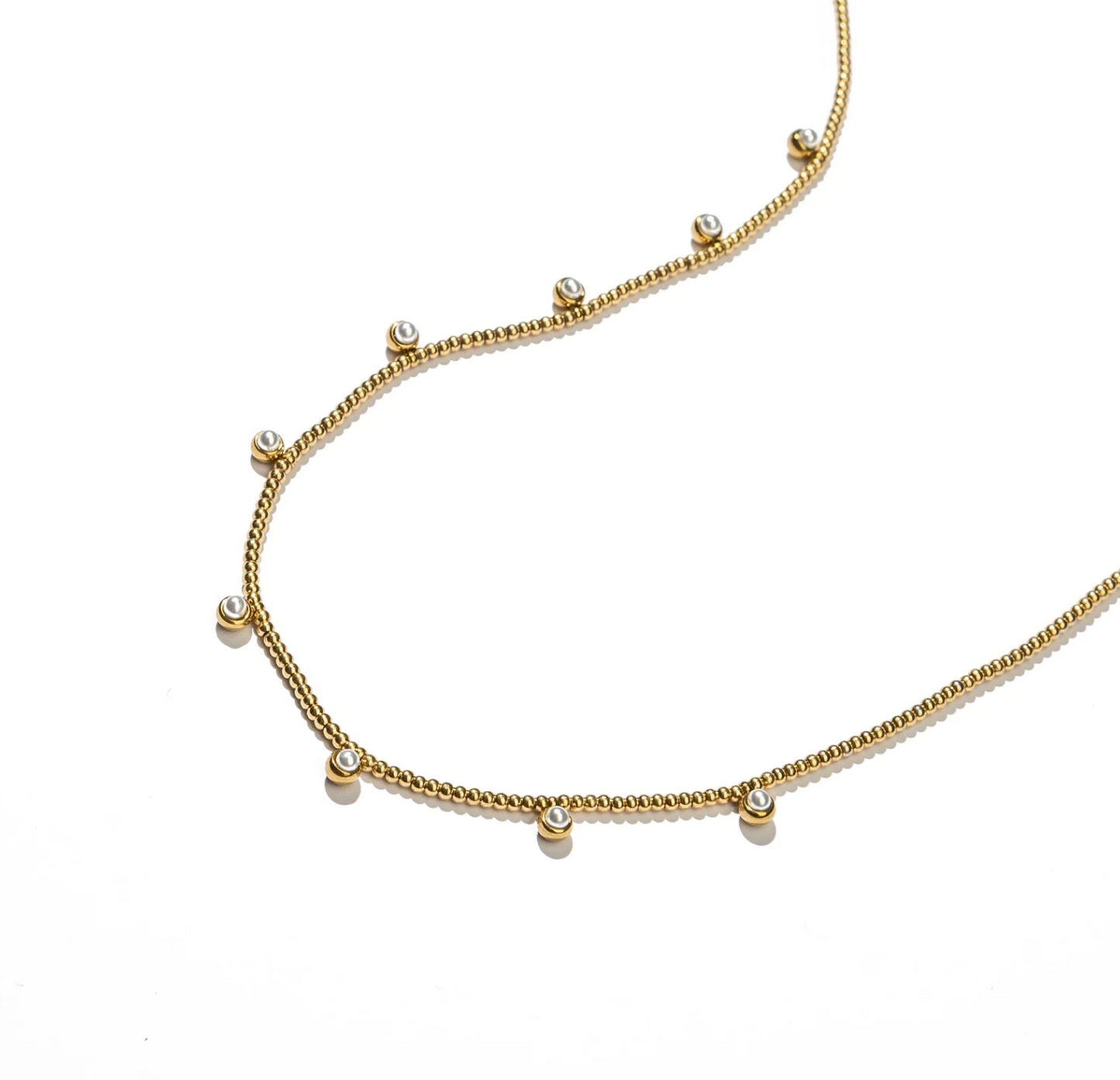 Gold Beaded Pearls Necklace