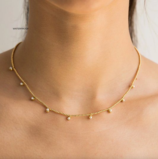 Gold Beaded Pearls Necklace