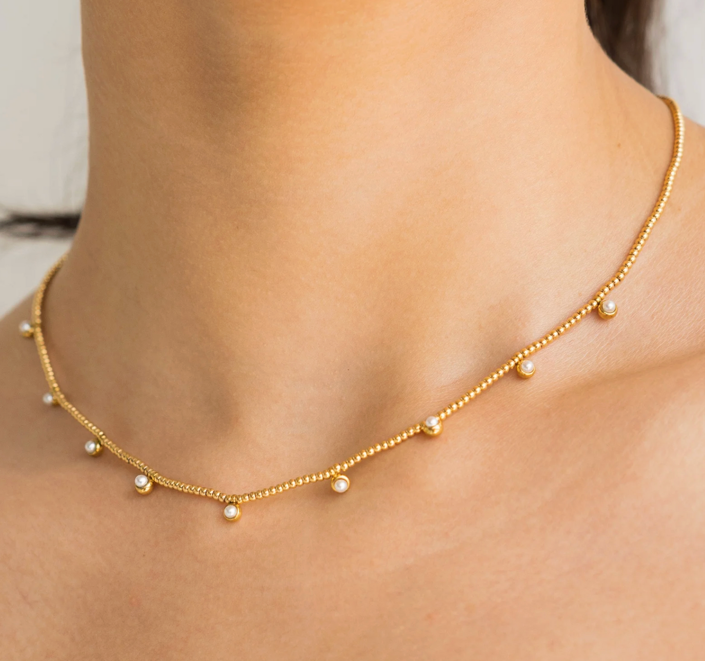 Gold Beaded Pearls Necklace