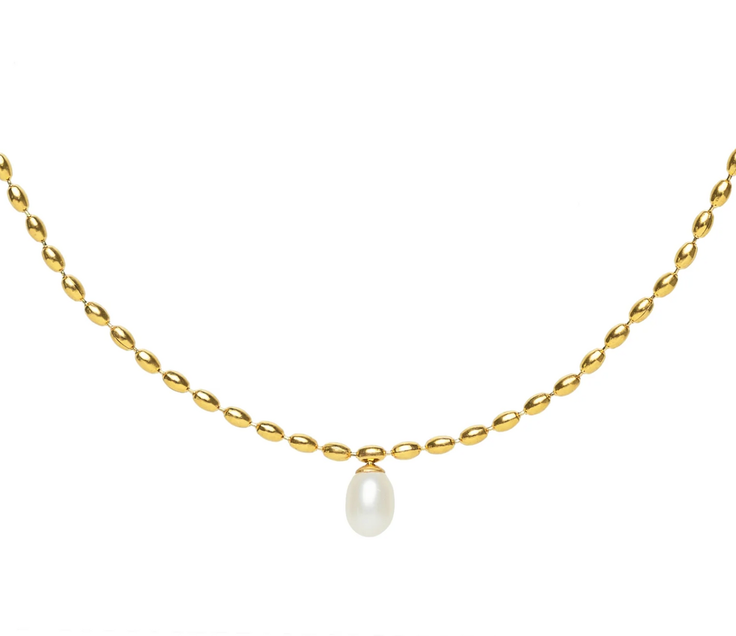 Gold Pearl Pendant Necklace