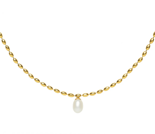 Gold Pearl Pendant Necklace
