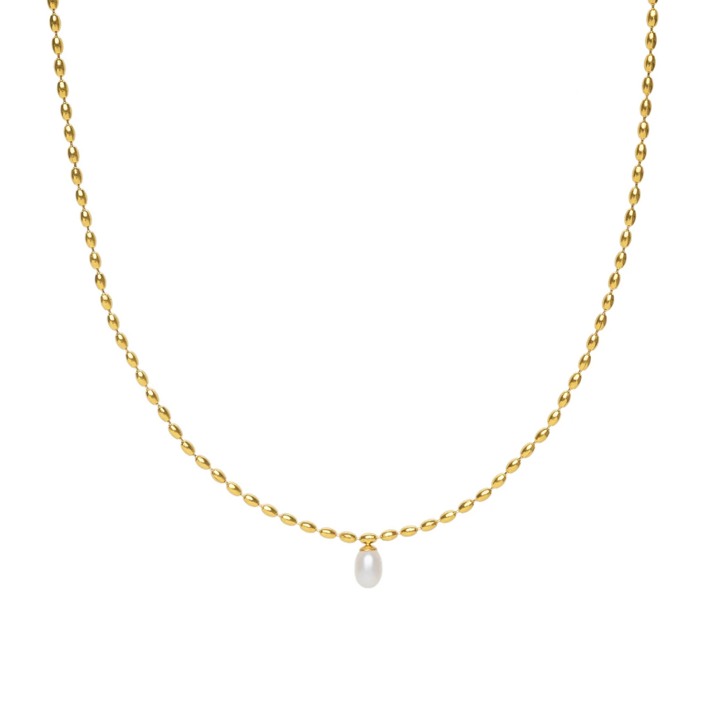 Gold Pearl Pendant Necklace