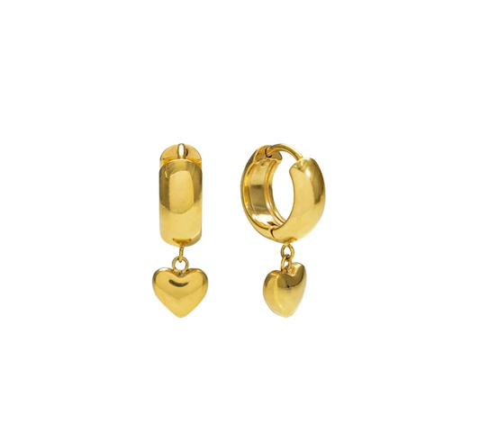 Gold Heart Hoop Earrings