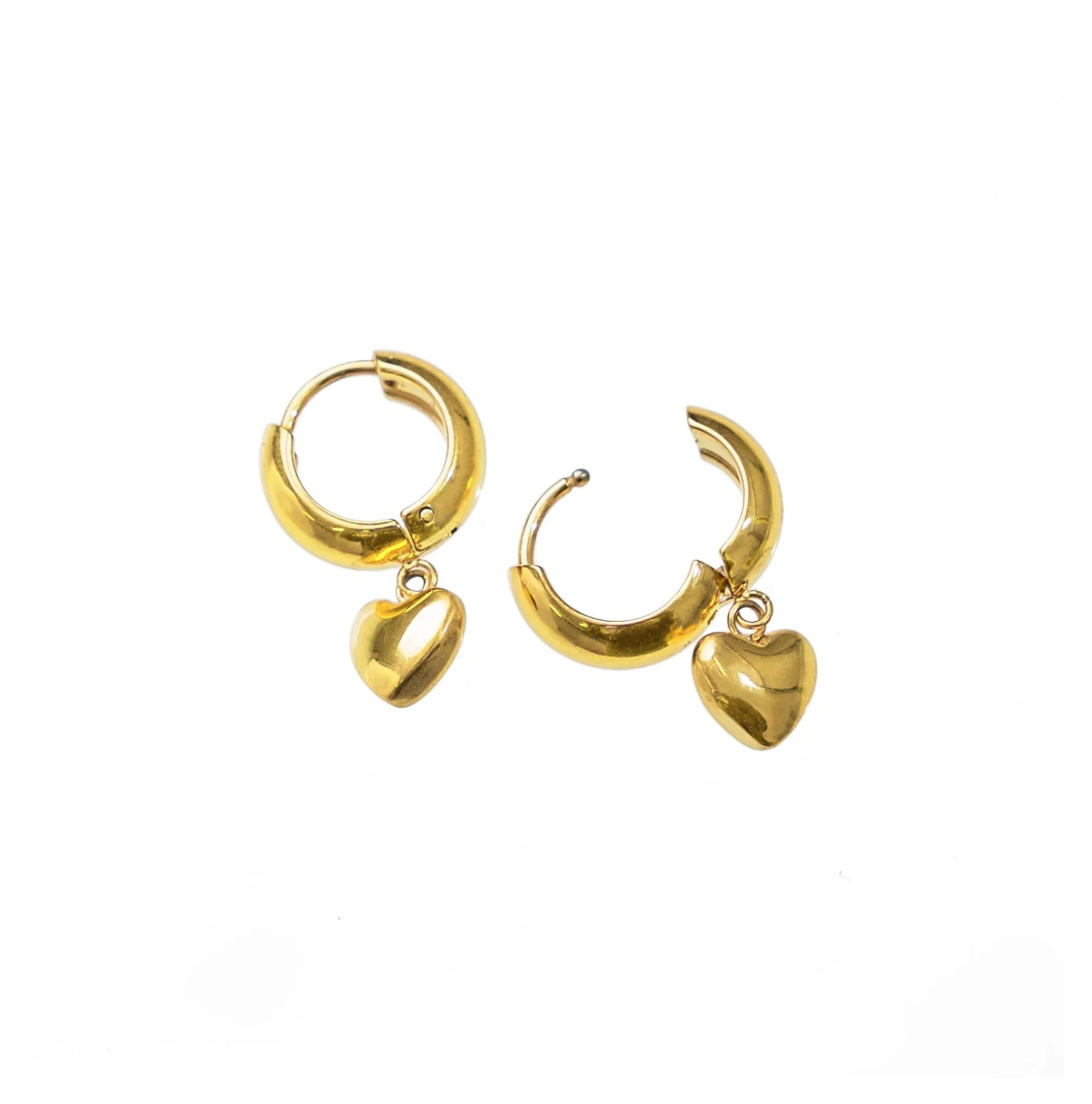 Gold Heart Hoop Earrings