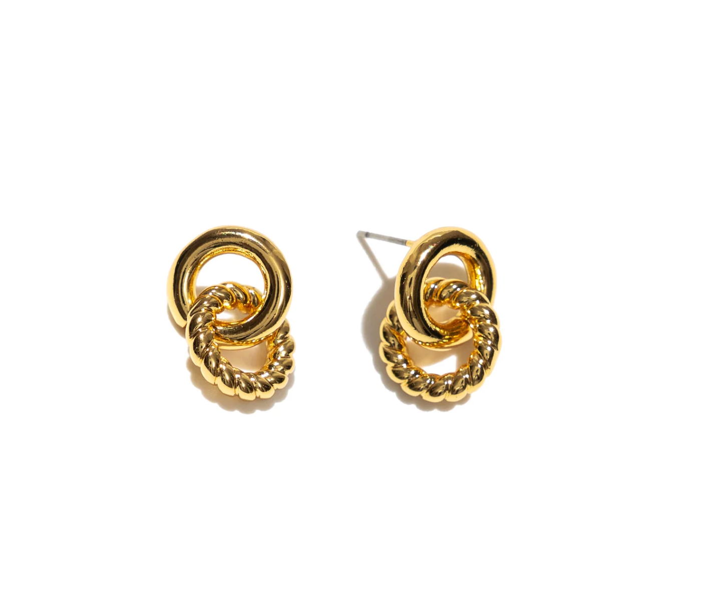 18K Gold Twist Link Studs