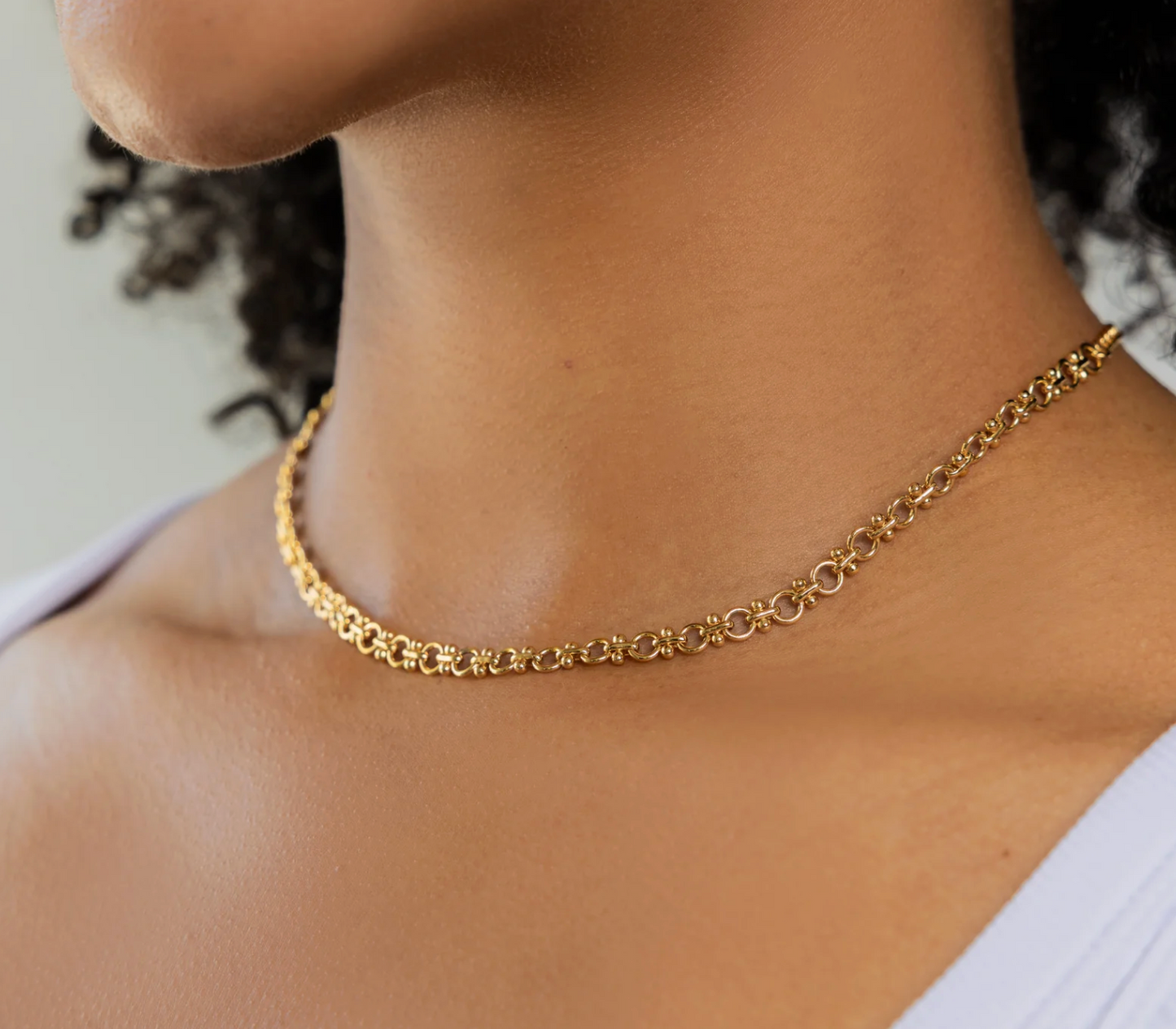 Gold Circle Link Necklace