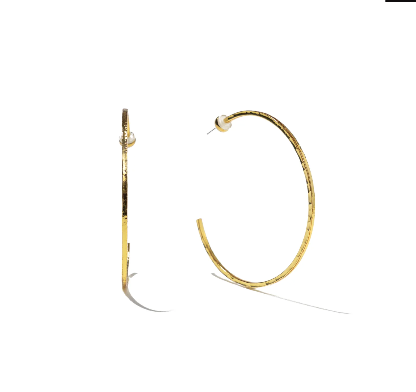 Thin Big Hammered Hoops