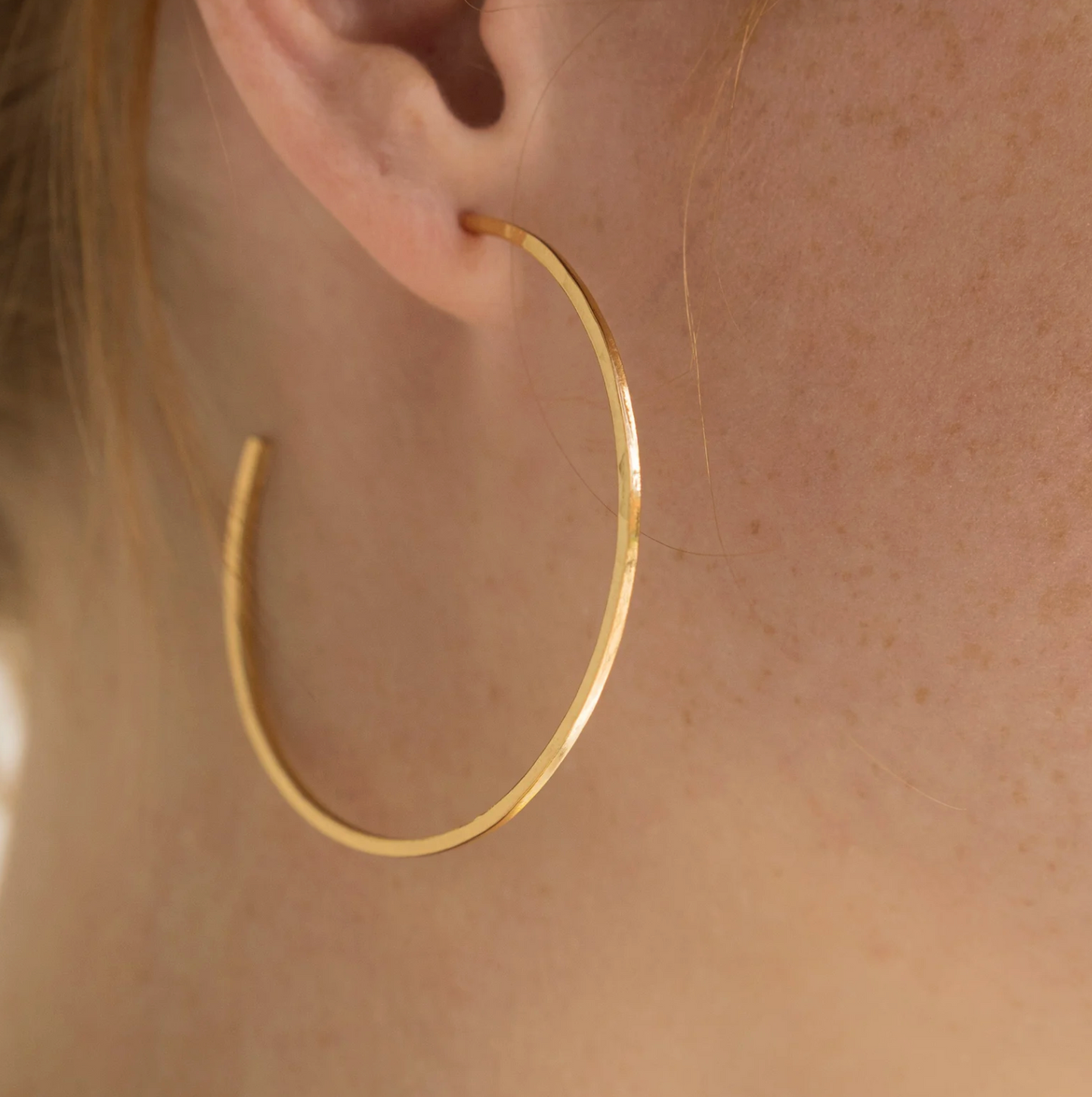 Thin Big Hammered Hoops