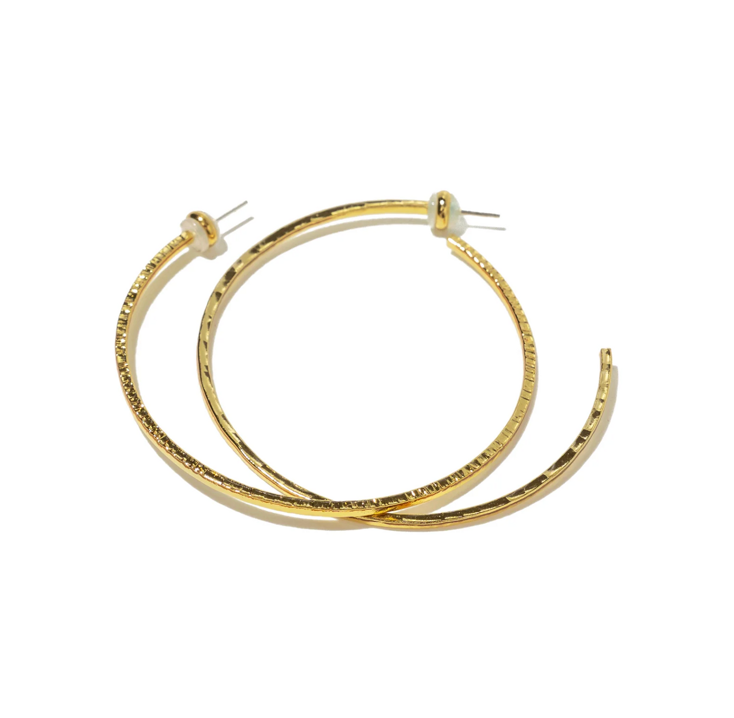 Thin Big Hammered Hoops