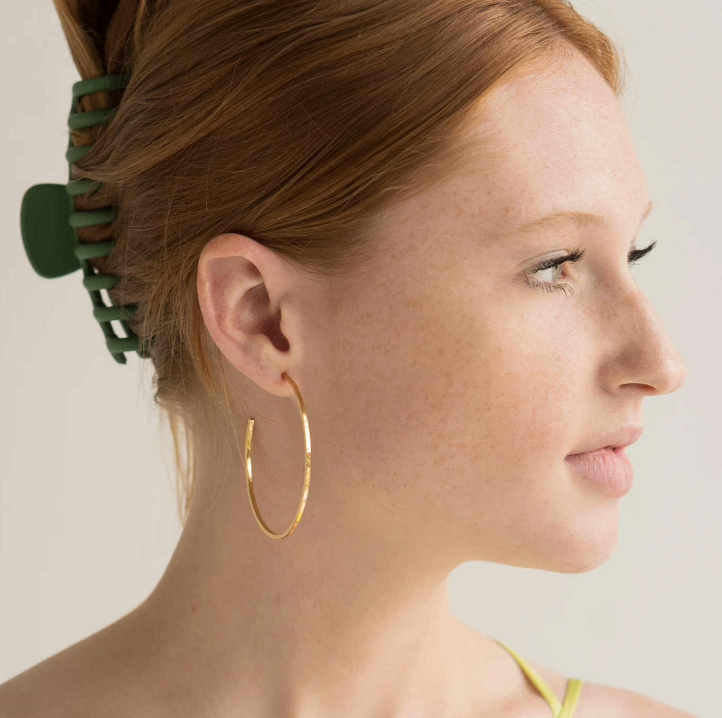 Thin Big Hammered Hoops