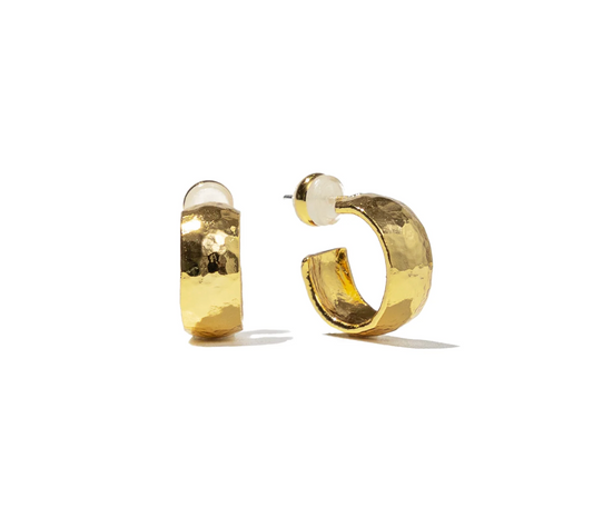 Gold Mini Hammered Hoops