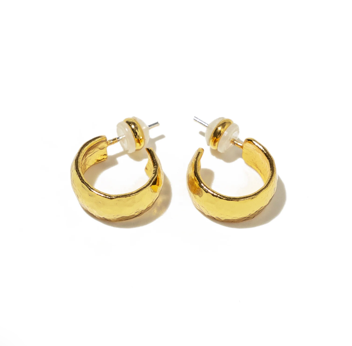 Gold Mini Hammered Hoops